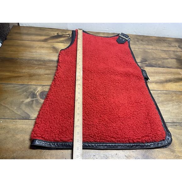 VTG Francesca For Damon Fleece Pile Leather Trim Vest size 12 Italy - Picture 5 of 12